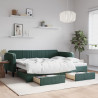 Sofa rozsuwana z szufladami, ciemnozielona, 90x200 cm, aksamit