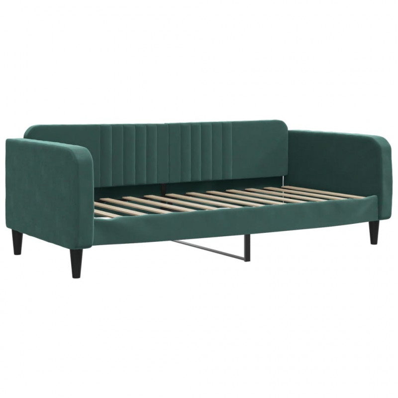 Sofa rozsuwana z szufladami, ciemnozielona, 90x200 cm, aksamit