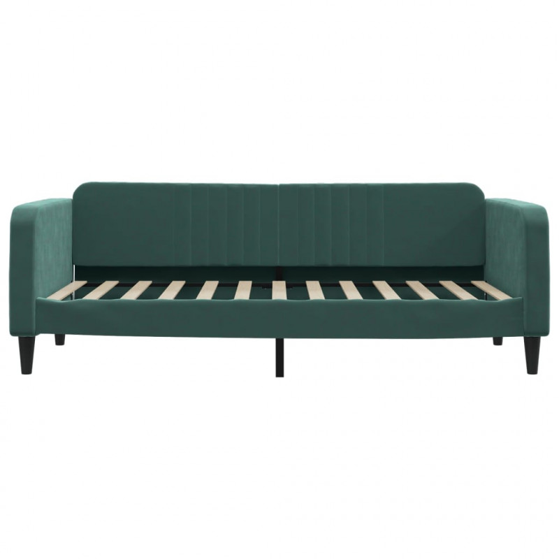 Sofa rozsuwana z szufladami, ciemnozielona, 90x200 cm, aksamit