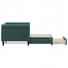 Sofa rozsuwana z szufladami, ciemnozielona, 80x200 cm, aksamit