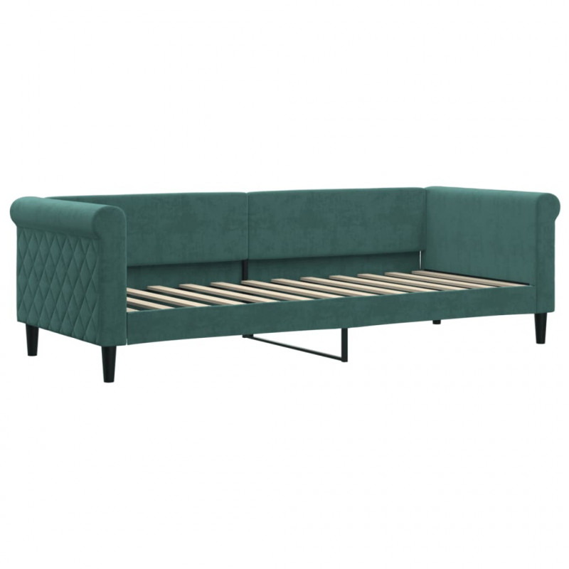 Sofa rozsuwana z szufladami, ciemnozielona, 80x200 cm, aksamit