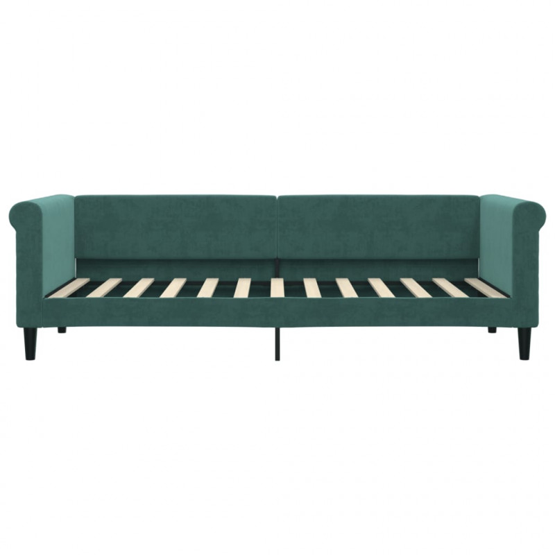 Sofa rozsuwana z szufladami, ciemnozielona, 80x200 cm, aksamit