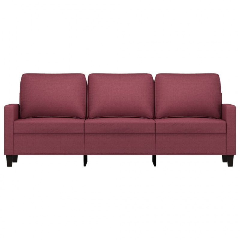 Sofa 3-osobowa, winna czerwień, 180 cm,tapicerowana tkaniną