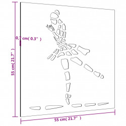 Ogrodowa dekoracja ścienna, 55x55 cm, stal kortenowska, balet