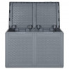 Skrzynia ogrodowa, szara, rattan PP, 180 L