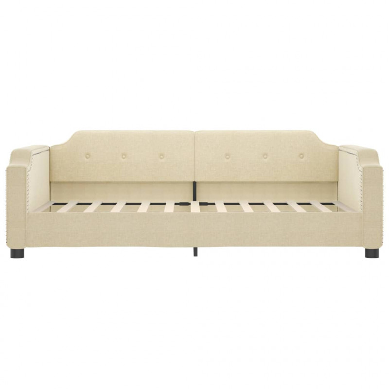 Sofa rozsuwana z szufladami, kremowa, 90x200 cm, tkanina