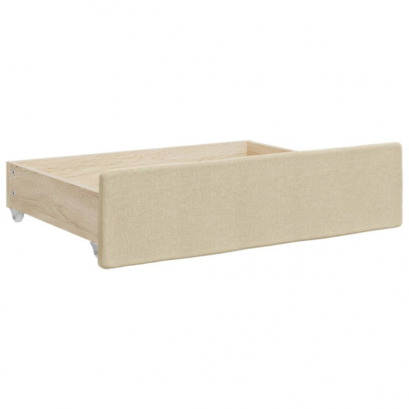 Sofa rozsuwana z szufladami, kremowa, 90x200 cm, tkanina