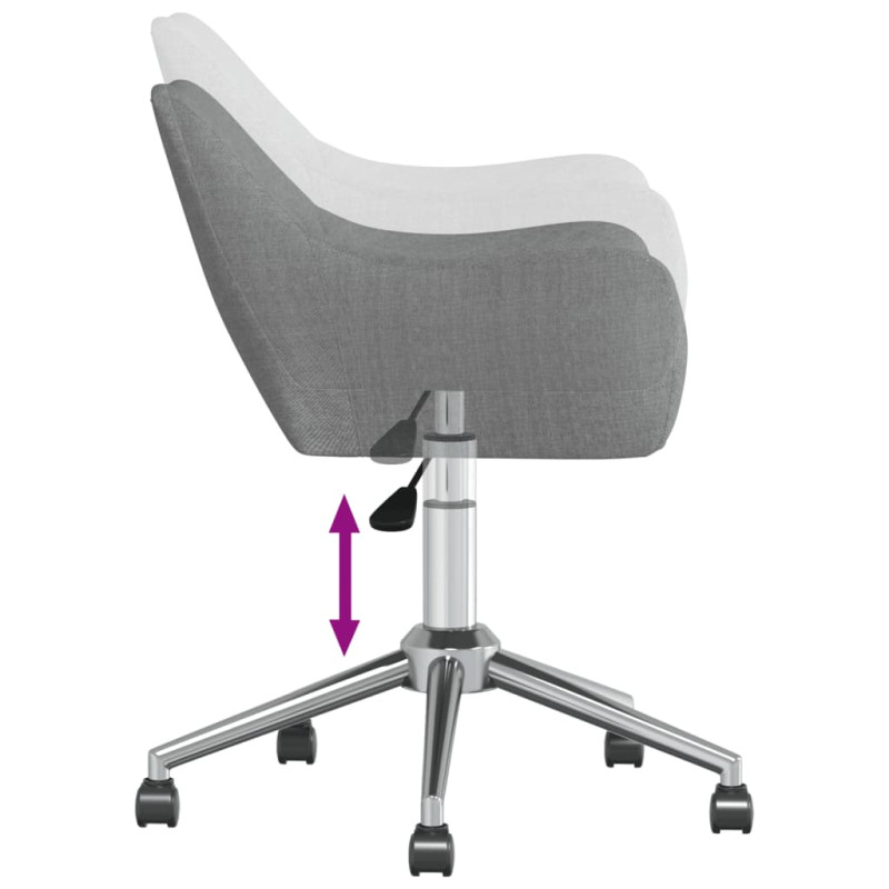 Obrotowe krzesła stołowe, 2 szt., jasnoszare, obite tkaniną