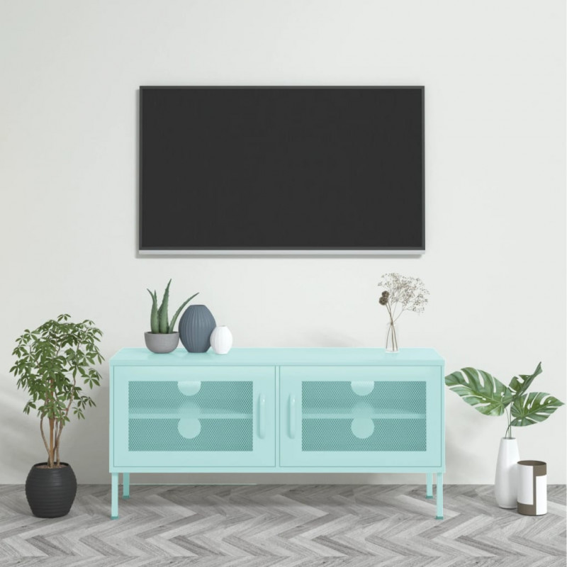 Szafka pod telewizor, miętowa, 105x35x50 cm, stalowa