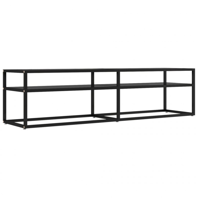 Szafka pod TV, czarna, 160x40x40,5 cm, hartowane szkło