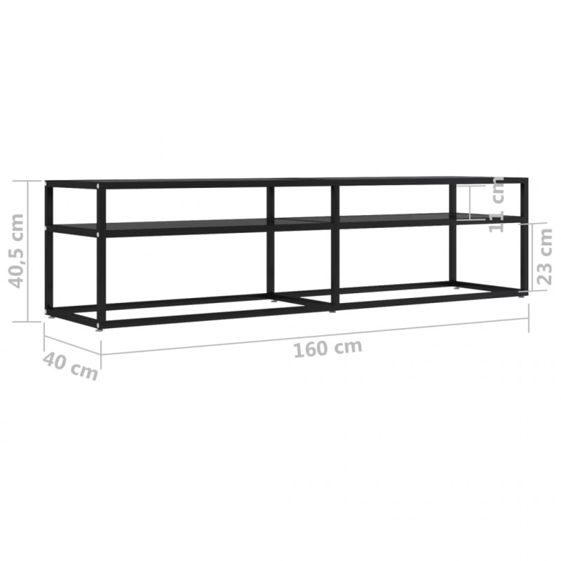 Szafka pod TV, czarna, 160x40x40,5 cm, hartowane szkło