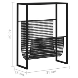 Stojak na gazety, czarny, 35x15x45 cm, stal