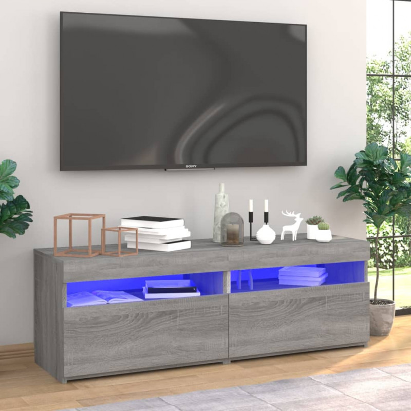 Szafki TV z LED, 2 szt., szary dąb sonoma, 60x35x40 cm