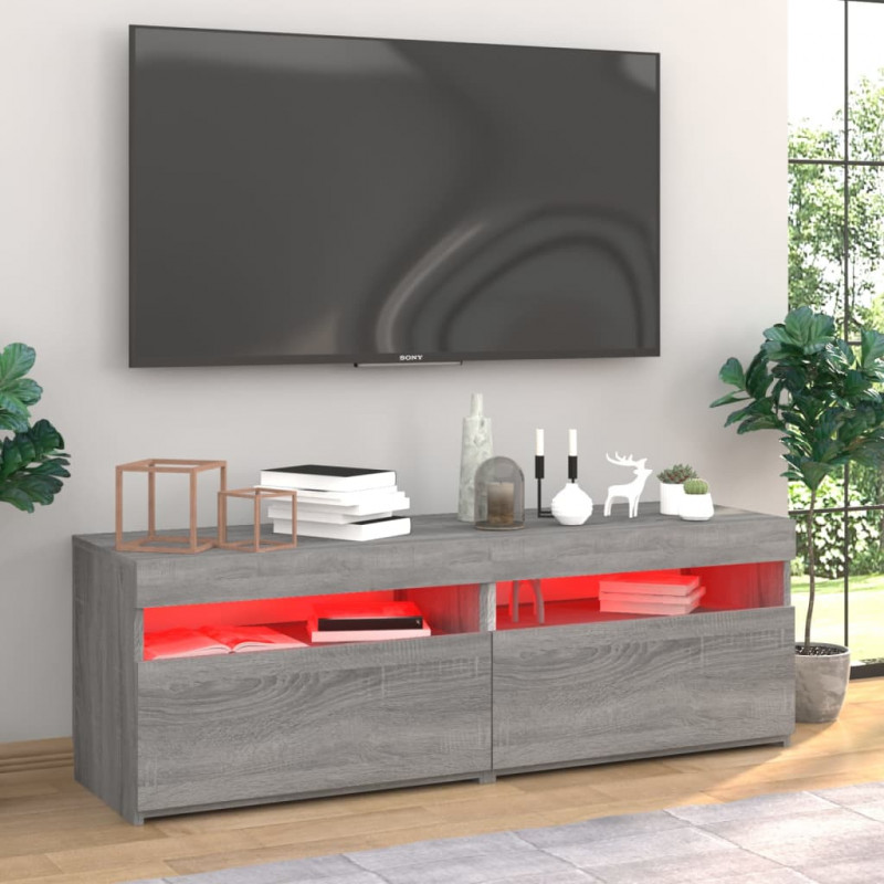 Szafki TV z LED, 2 szt., szary dąb sonoma, 60x35x40 cm