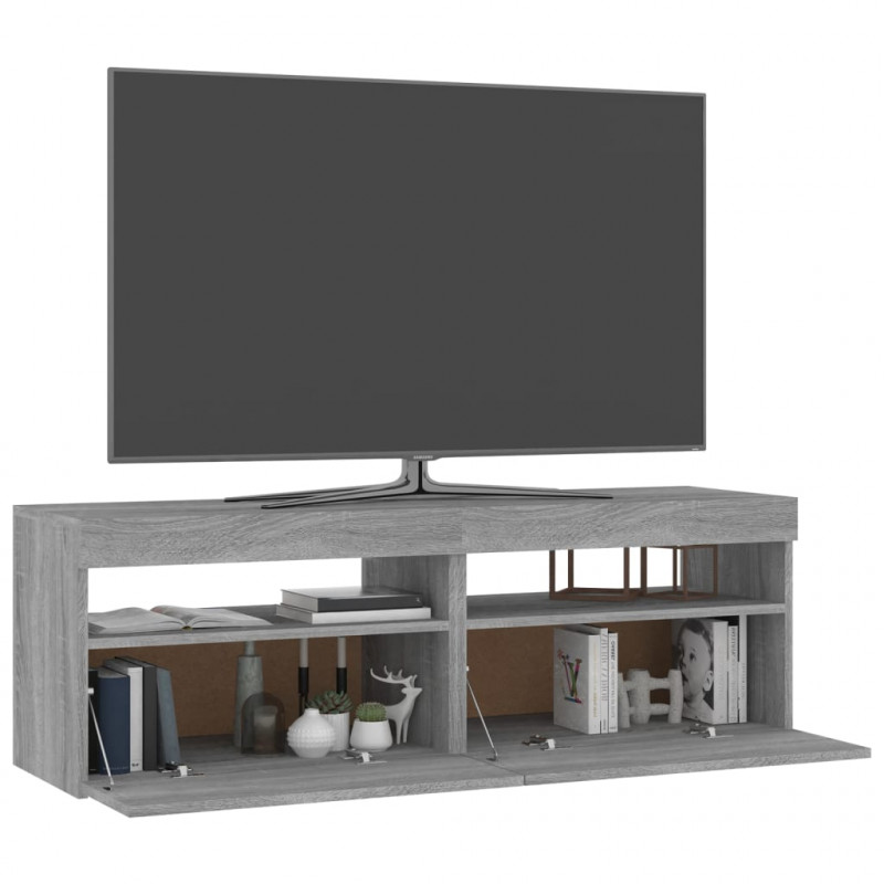 Szafki TV z LED, 2 szt., szary dąb sonoma, 60x35x40 cm