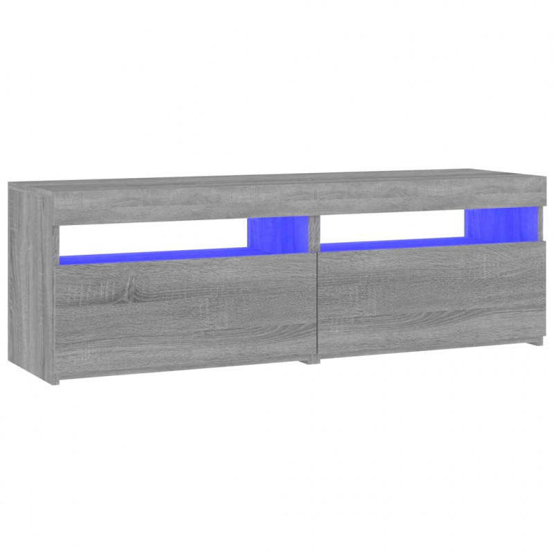 Szafki TV z LED, 2 szt., szary dąb sonoma, 60x35x40 cm