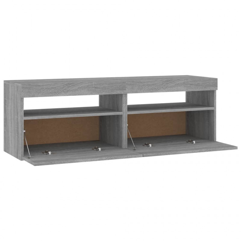 Szafki TV z LED, 2 szt., szary dąb sonoma, 60x35x40 cm
