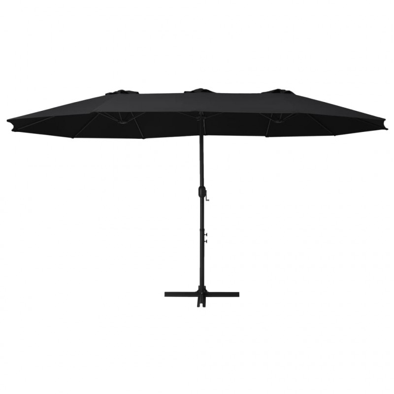 Parasol ogrodowy na słupku aluminiowym, 460 x 270 cm, czarny