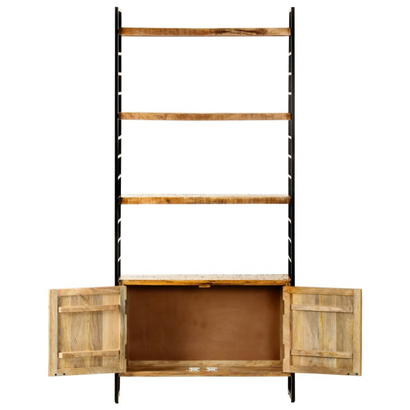 Regał na książki, 4 poziomy, 80x30x180 cm, surowe drewno mango