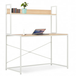 Biurko komputerowe, białe i dębowe, 120 x 60 x 138 cm
