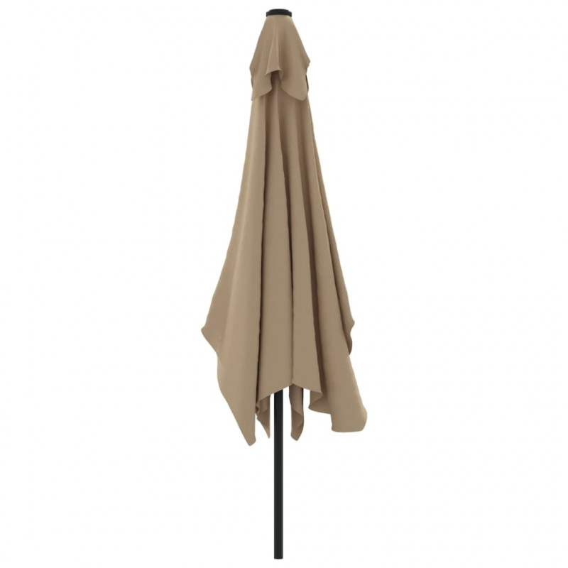 Parasol ogrodowy na metalowym słupku, 300 x 200 cm, kolor taupe
