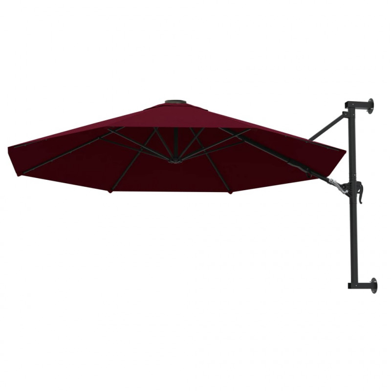 Parasol ścienny na metalowym słupku, 300 cm, burgund