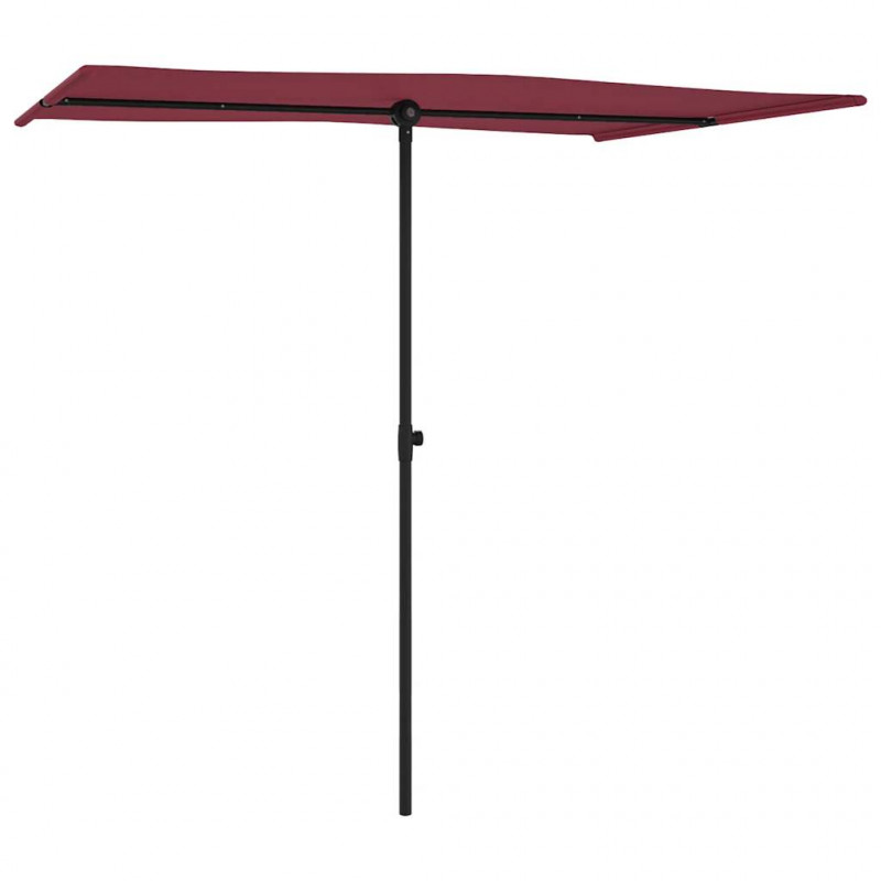 Parasol ogrodowy na aluminiowym słupku, 2x1,5 m, bordowy