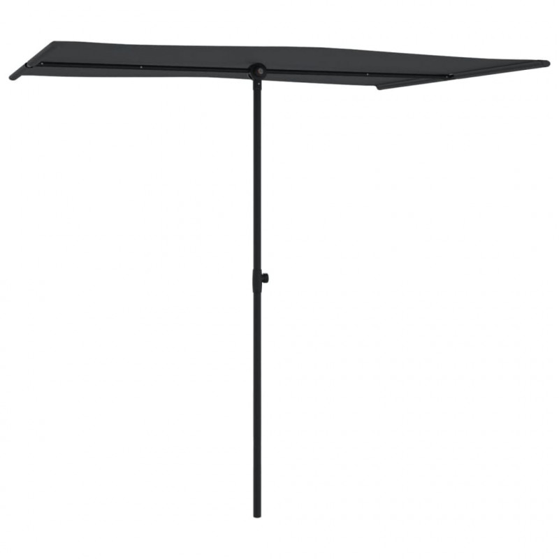 Parasol ogrodowy na aluminiowym słupku, 2x1,5 m, czarny