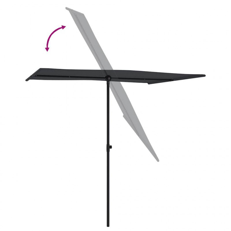 Parasol ogrodowy na aluminiowym słupku, 2x1,5 m, czarny