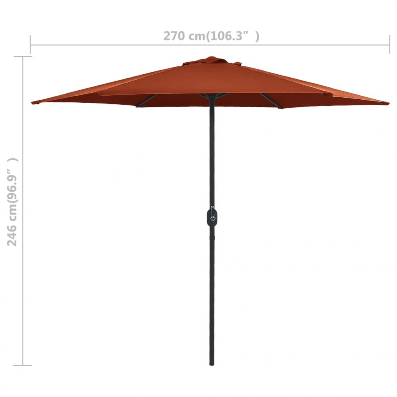 Parasol ogrodowy na aluminiowym słupku, 270x246 cm, terakota