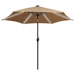 Parasol ogrodowy z LED i aluminiowym słupkiem, 300 cm, taupe