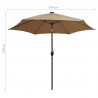 Parasol ogrodowy z LED i aluminiowym słupkiem, 300 cm, taupe