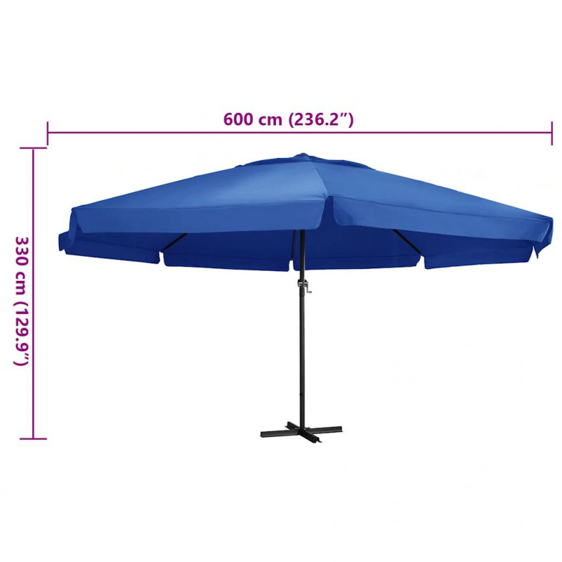 Parasol ogrodowy na aluminiowym słupku, 600 cm, niebieski