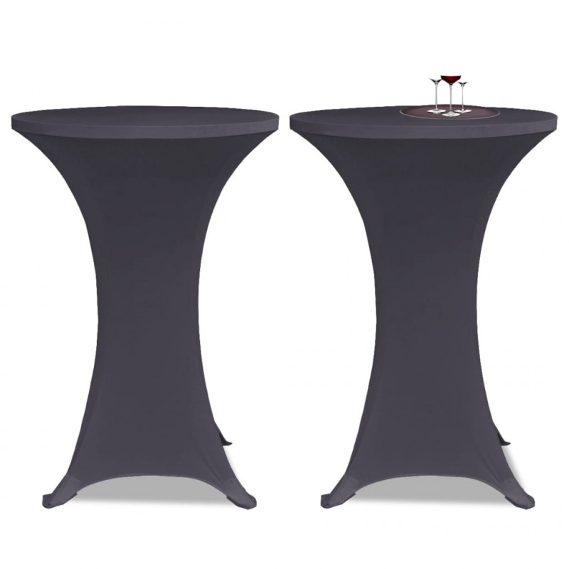 Elastyczne nakrycie stołu antracytowe 2 szt. 80 cm