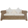 2-osobowa sofa z poduszkami, naturalny rattan