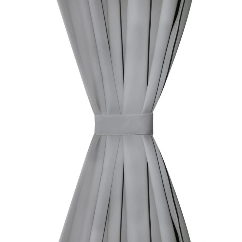 Zasłony z mikrosatyny, z pętelkami, 2 szt., 140x175 cm, szare