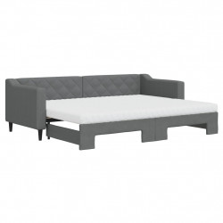 Sofa rozsuwana z materacami, ciemnoszara, 80x200 cm, tkanina