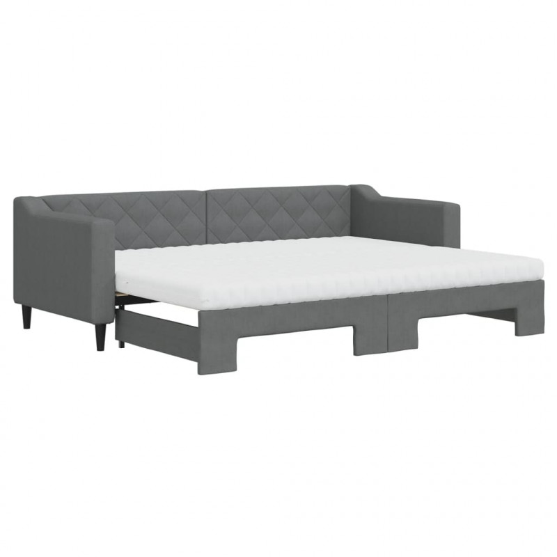 Sofa rozsuwana z materacami, ciemnoszara, 80x200 cm, tkanina