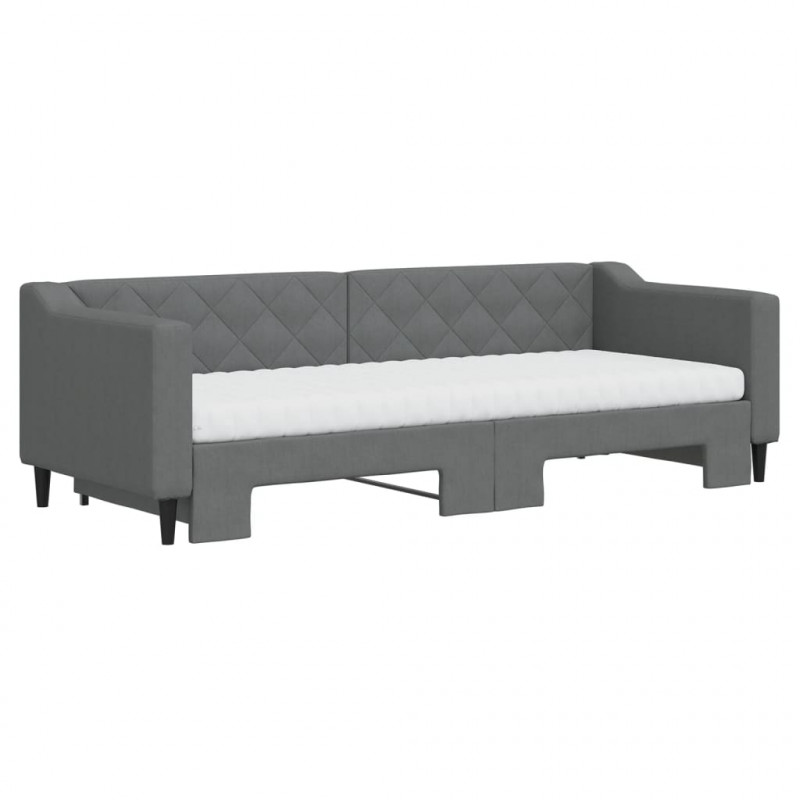 Sofa rozsuwana z materacami, ciemnoszara, 80x200 cm, tkanina