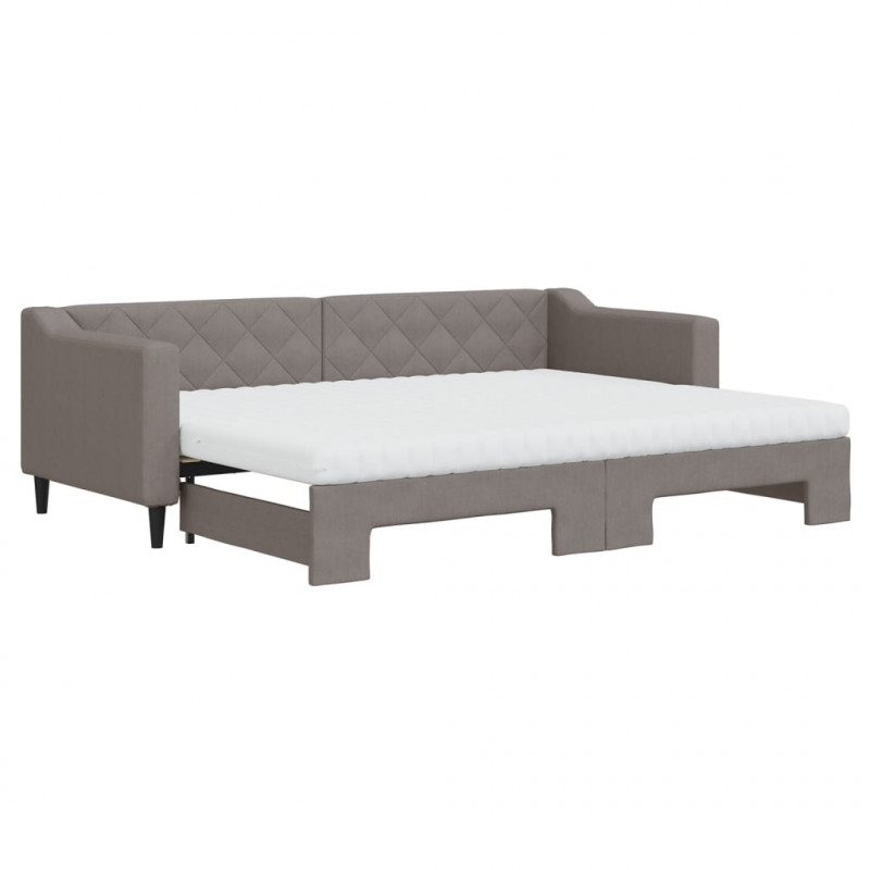 Sofa rozsuwana z materacami, kolor taupe, 80x200 cm, tkanina