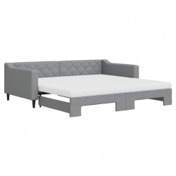 Sofa rozsuwana z materacami, jasnoszara, 100x200 cm, tkanina