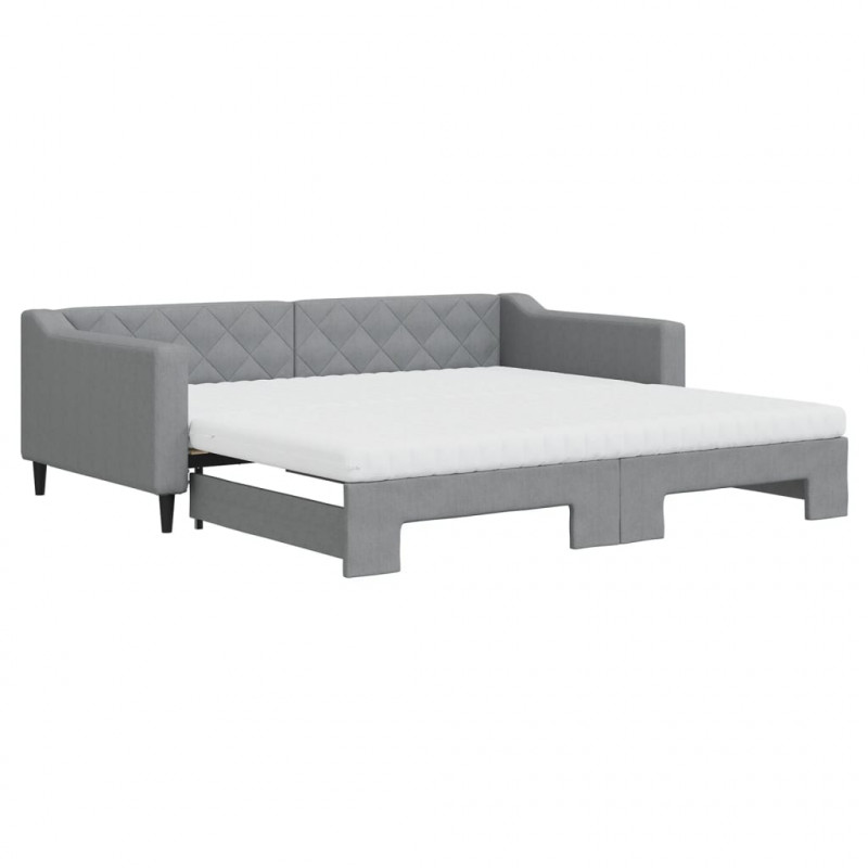 Sofa rozsuwana z materacami, jasnoszara, 100x200 cm, tkanina