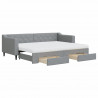 Sofa rozsuwana z szufladami, jasnoszara, 80x200 cm, tkanina