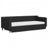Sofa rozsuwana z szufladami, czarna, 80x200 cm, tkanina