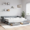 Sofa rozsuwana z szufladami, jasnoszara, 90x200 cm, tkanina