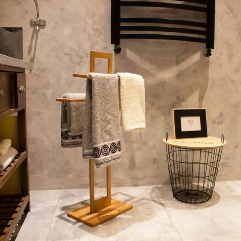 Bathroom Solutions Wieszak na ręczniki, bambusowy, 38x32,5x70 cm