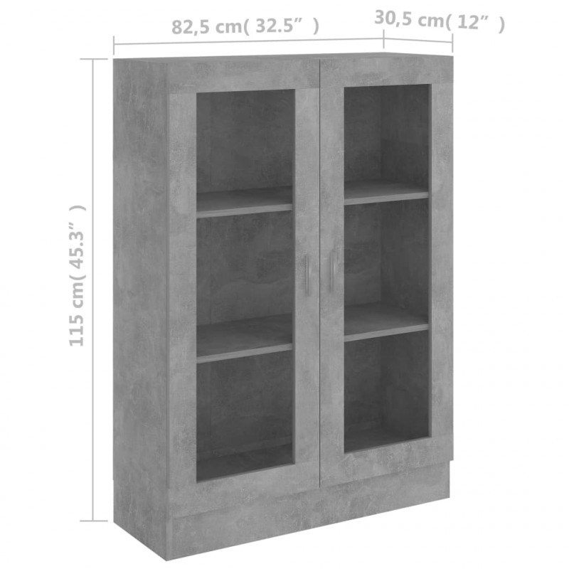 Witryna, szarość betonu, 82,5x30,5x115 cm