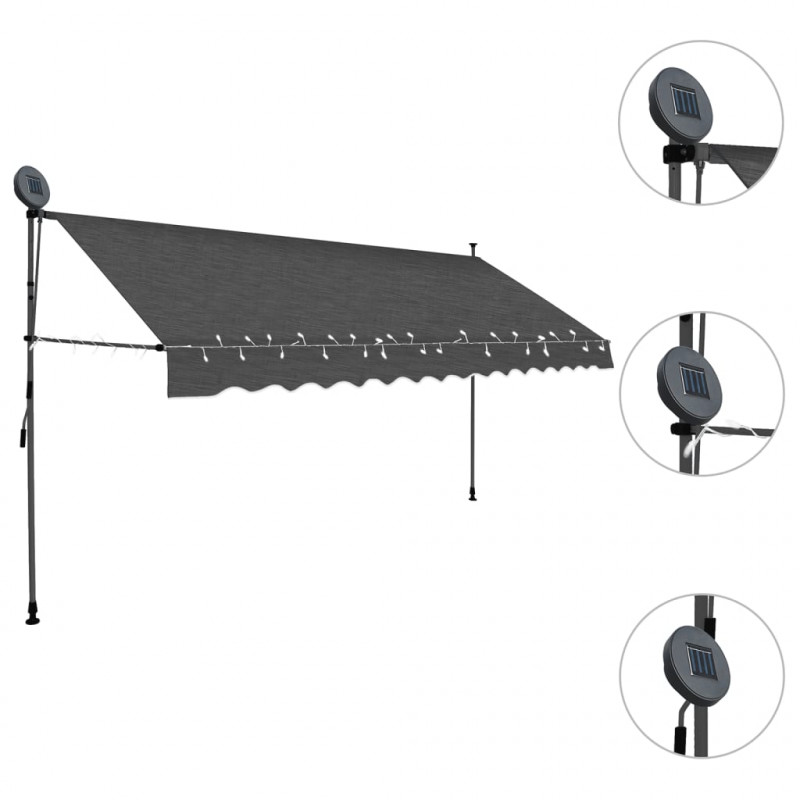 Ręcznie zwijana markiza z LED, 400 cm, antracytowa