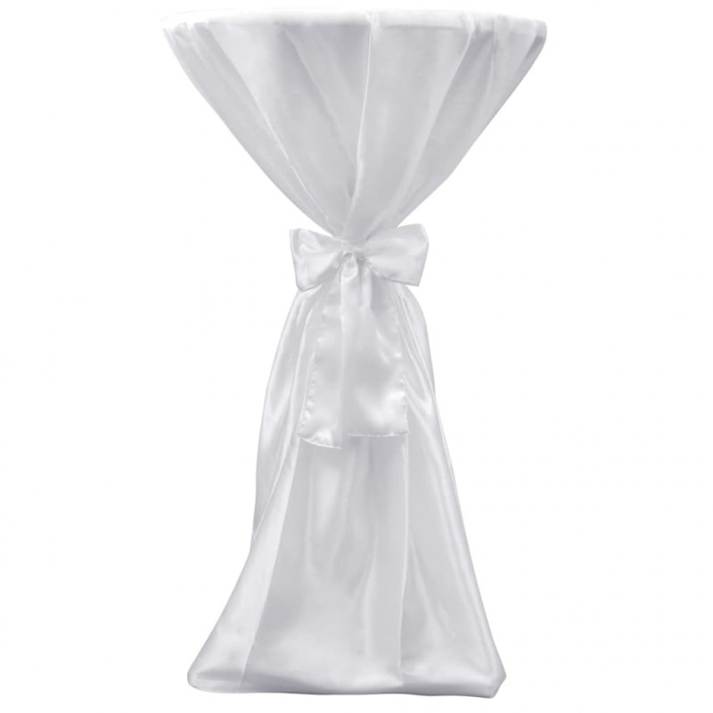 Biały obrus ze wstążką, 70 cm, 2 sztuki