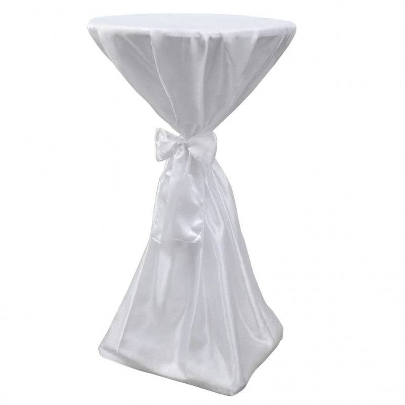 Biały obrus ze wstążką, 70 cm, 2 sztuki